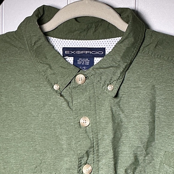Exofficio Vented Fishing Shirt Men's Large Long Sleeve Button Front Olive Green - Picture 3 of 9